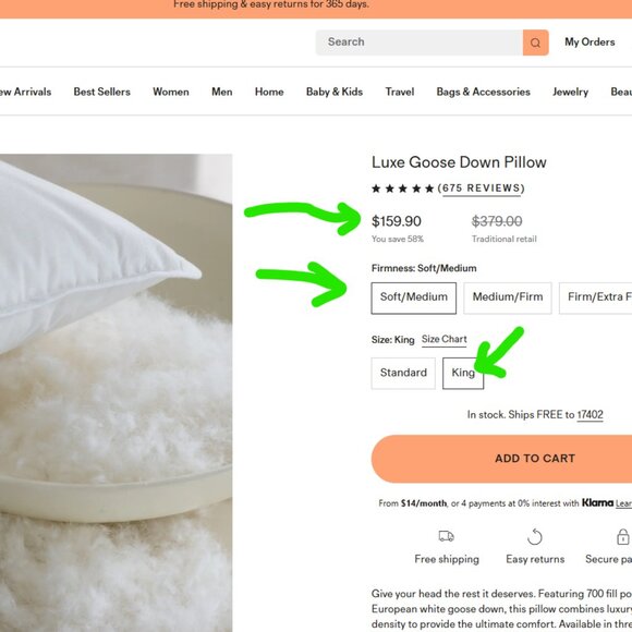 NWT QUINCE LUXE GOOSE DOWN PILLOW KING COTTON FEATHER SOFT MEDIUM MSRP $160 - Picture 5 of 8